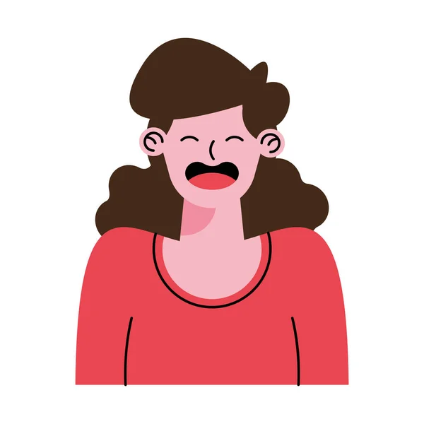 Woman Laughing Avatar Character Icon - Stok Vektor