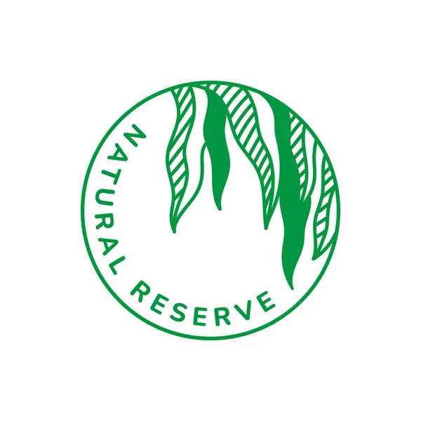 Natural Reserve Label Leafs — Vetor de Stock