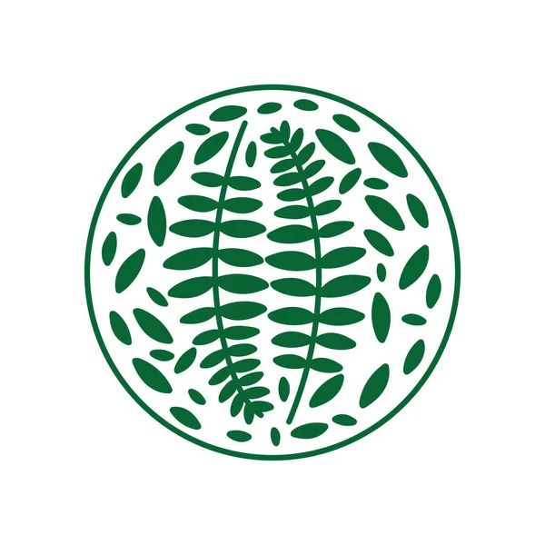 Circular Seal Leafs Icon — Vetor de Stock