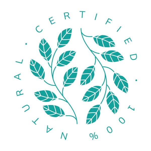 Certified 100 Percent Natural Label — Stockový vektor