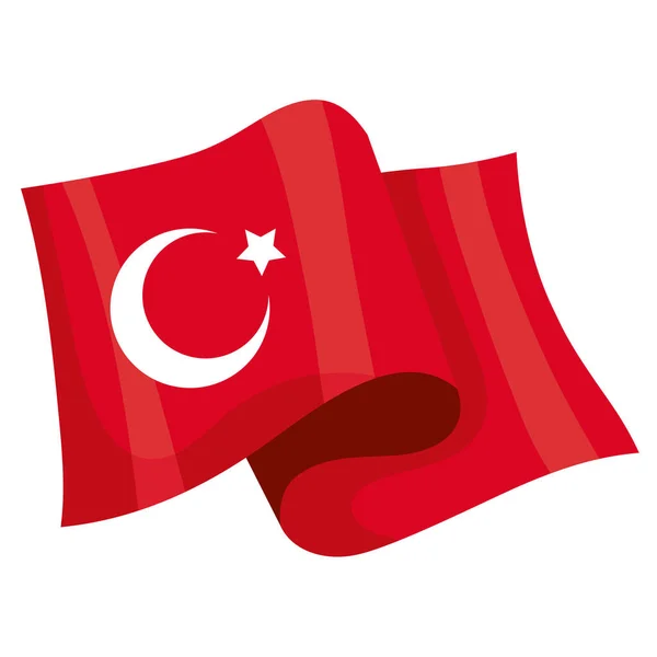 Turkey Flag Waving National Icon — Archivo Imágenes Vectoriales