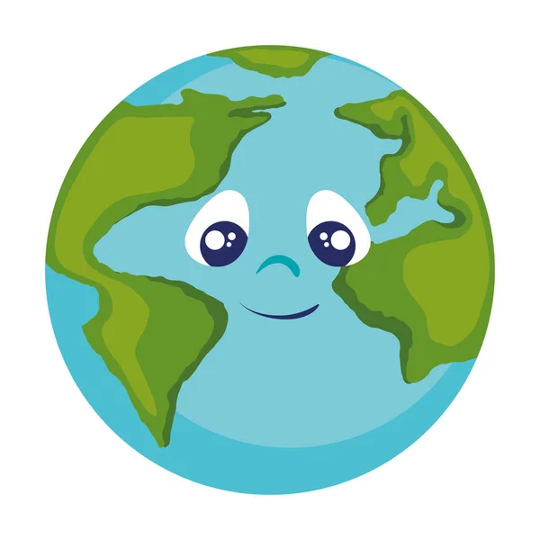 World Planet Kawaii Comic Character — Image vectorielle