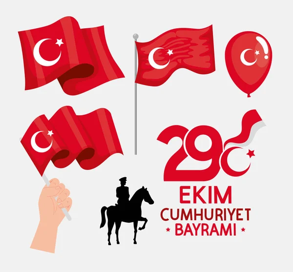 29 ekim bayrami set of icons