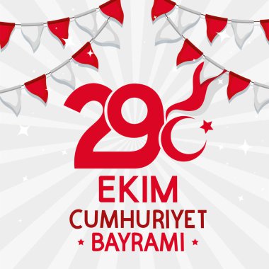 29 ekim bayrami postcard with garlands