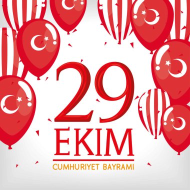 29 ekim bayrami card with balloons helium