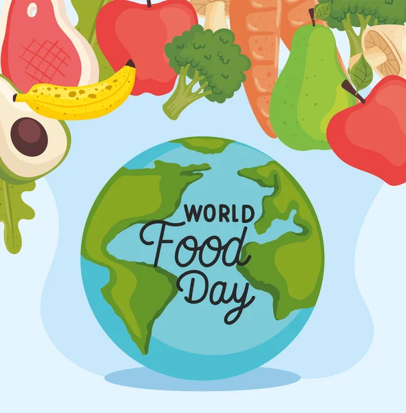 world food day lettering in earth postcard