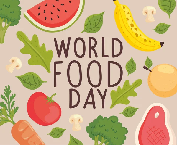 Всемирный День Продовольствия Открытка Фуитами — стоковый вектор