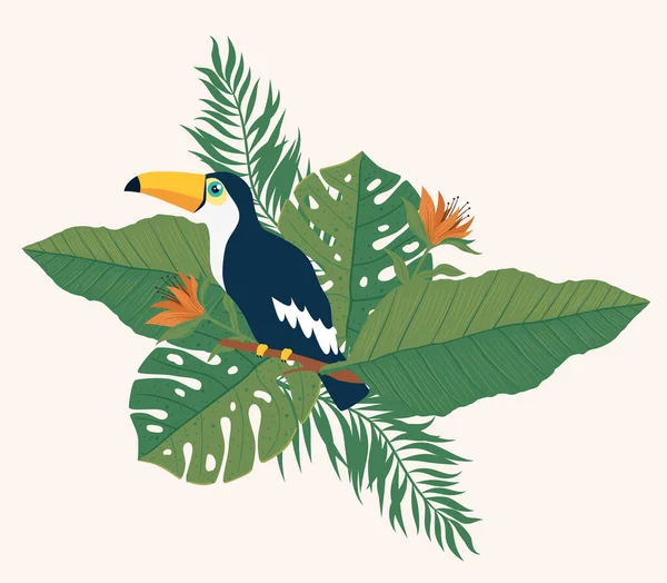 Toucan Jungle Leafs Icon — Image vectorielle