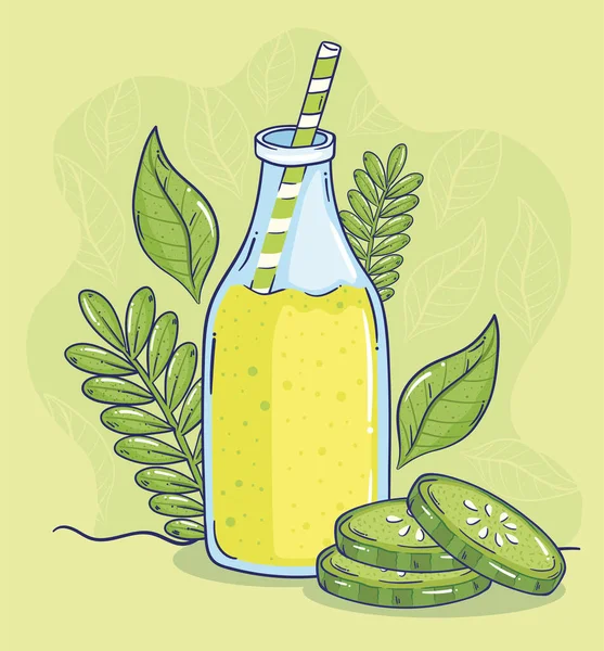 Cucumber Detox Smoothie Bottle Icon — Wektor stockowy