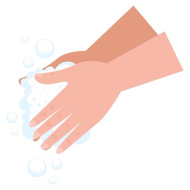 hands washing with foam poster