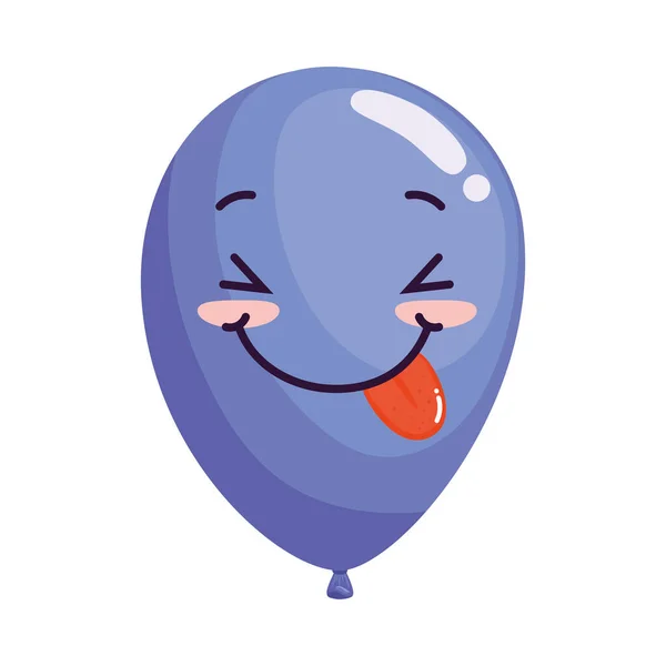 Purple Balloon Helium Emoji Character — Stock Vector