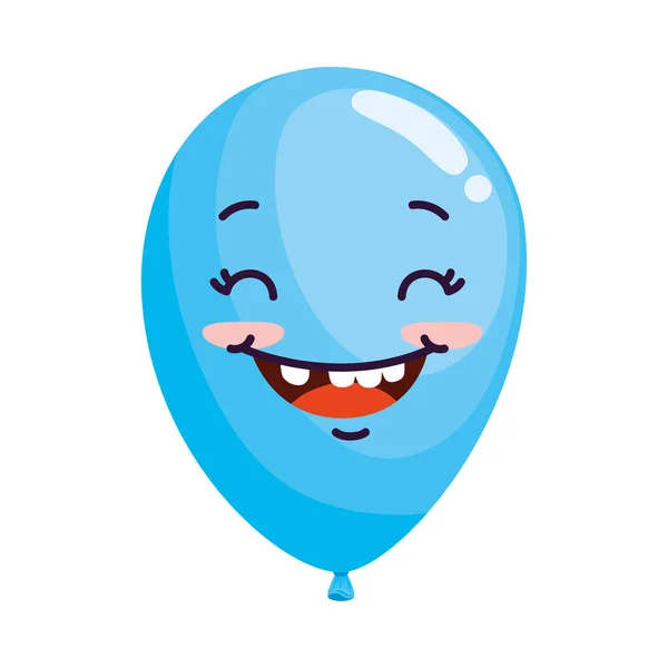 Blue Balloon Helium Emoji Character - Stok Vektor
