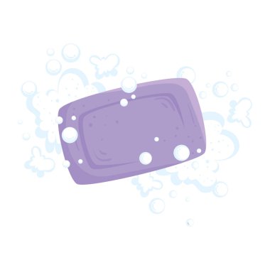 purple soap bar with bubbles