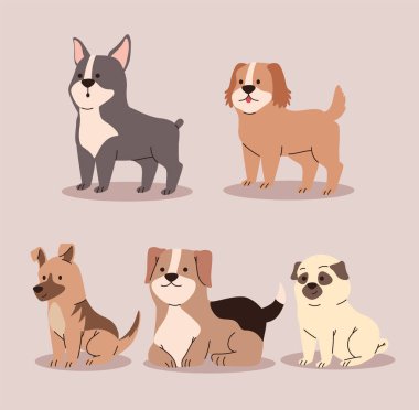 five little dogs comic characters