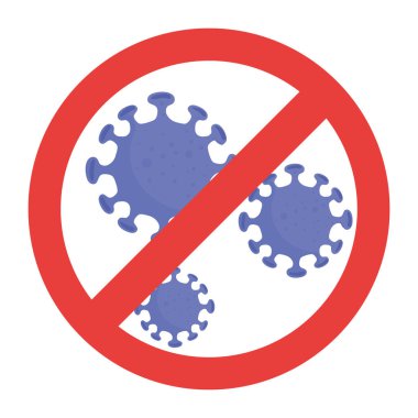 covid19 particles in stop signal icon