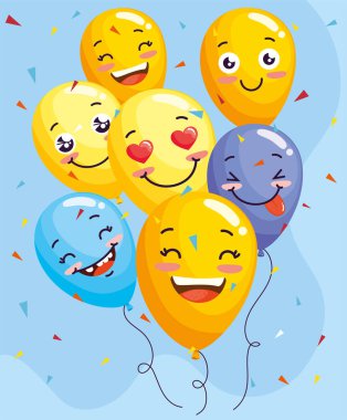 balloons helium emojis floating characters