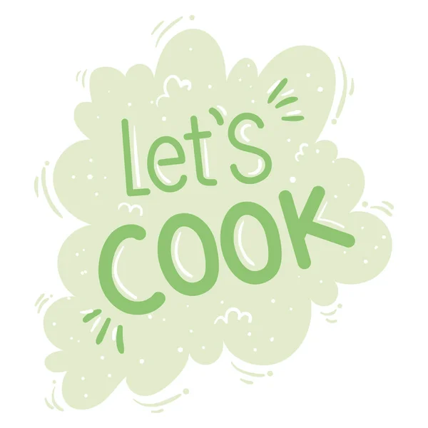 Lets Cook Lettering Isolated Icon — 图库矢量图片
