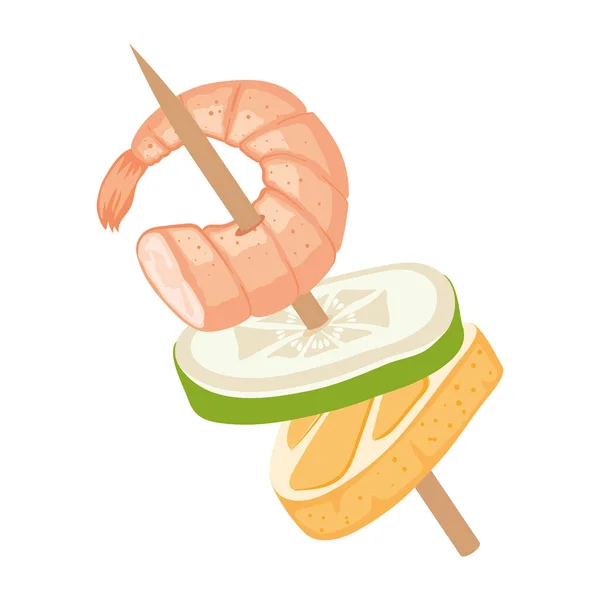 Appetizers Shrimp Stick Icon — Vetor de Stock