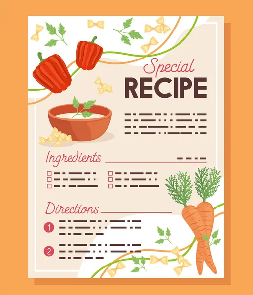 Special Recipe Card Vegetables — Vector de stock