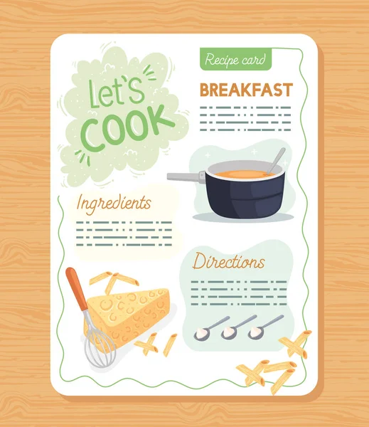 Lets Cook Lettering Card Food — Stock Vector