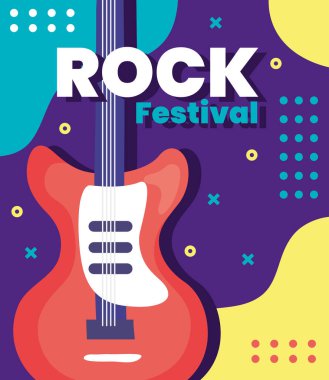 rock festival poster with electric guitar