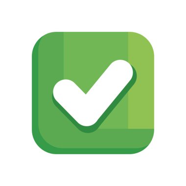 check symbol in green button icon