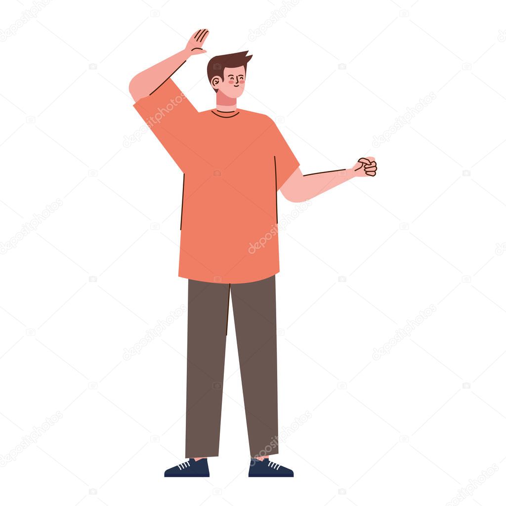 man saludating avatar character icon