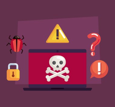 cyber fraud and laptop icons