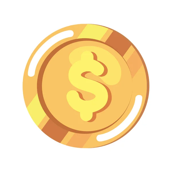 Gyllene Mynt Pengar Dollar Ikon — Stock vektor