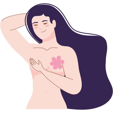 young woman with flower breast cancer