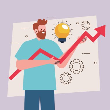 businessman with increase arrow character