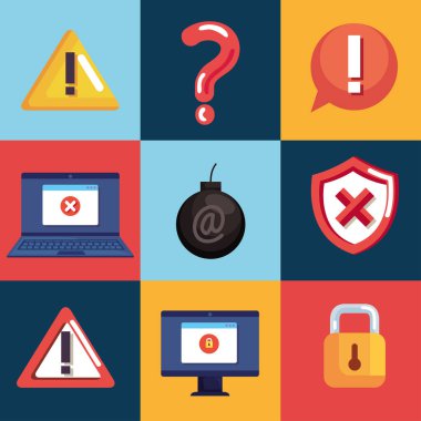 cyber fraud nine set icons