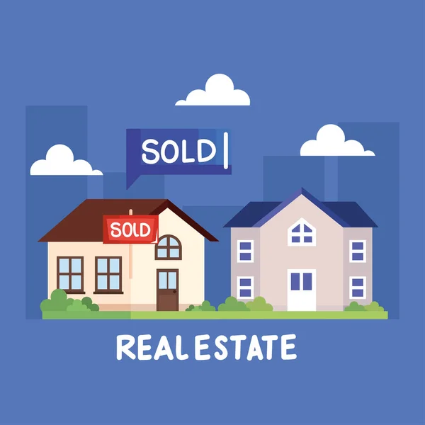 Houses Real Estate Set Icons — Image vectorielle