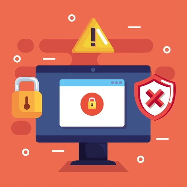 Cyber Fraud Desktop Icons — Stok Vektör