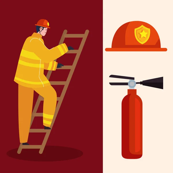 Firefighter Professional Equipment Character — Image vectorielle