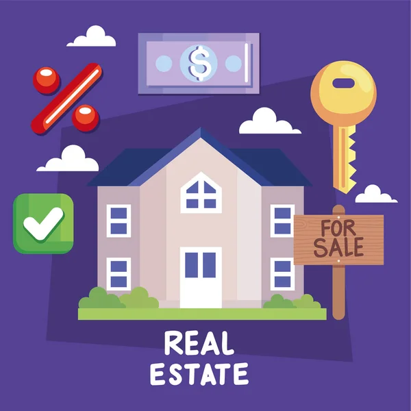 Real Estate Lettering Icons — Stock vektor