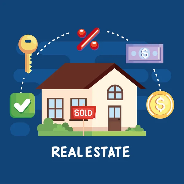House Real Estate Set Icons — Stock Vector