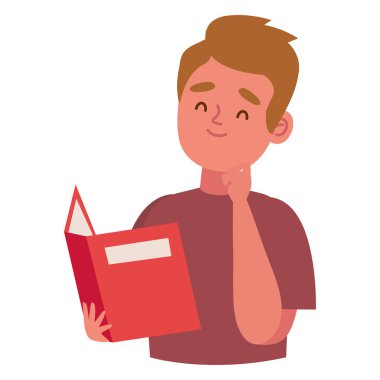 blond boy reading book character