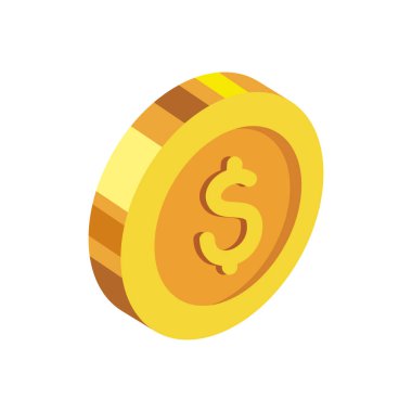 isometric golden coin money dollar