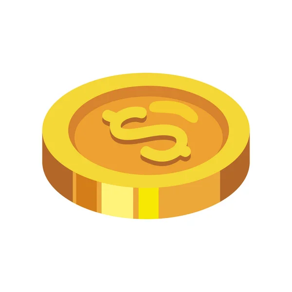 Isometric Coin Money Dollar Icon — Stock Vector