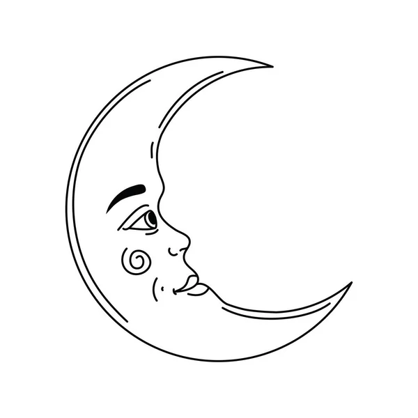 Crescent Moon Astrology Retro Style Icon — Stock vektor