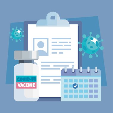 vaccine covid19 virus with clipboard icons