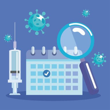 vaccine covid19 virus with calendar icon