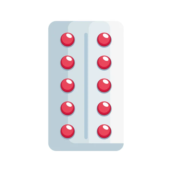 Red Pills Push Blister Icon — Stockvektor