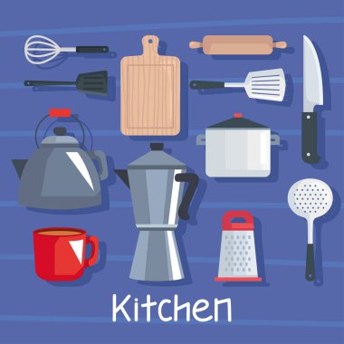 twelve kitchen utensils set icons