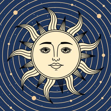 astrology sun with planets orbiting