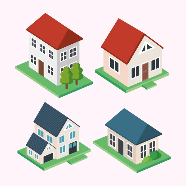 Four Houses Real Estate Icons — Wektor stockowy