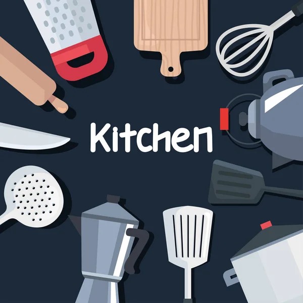 Kitchen Utensils Frame Icons — Stockvektor