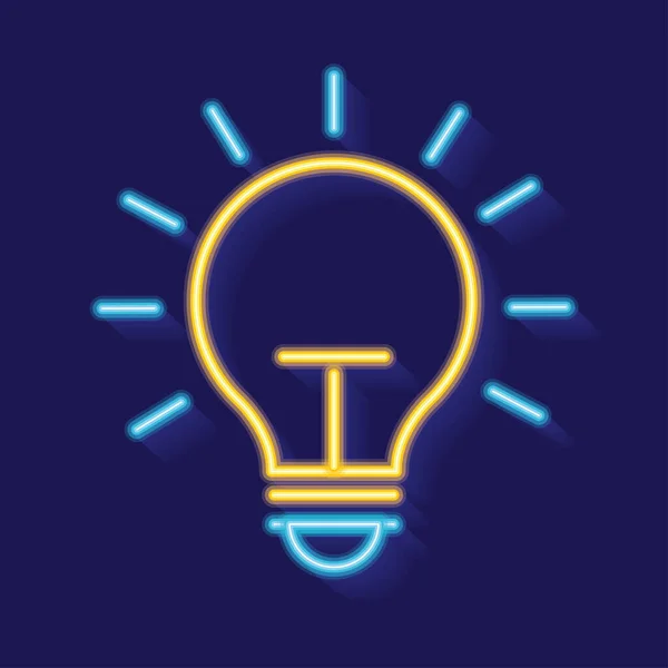 Bulb Neon Light Label Icon — Stockový vektor