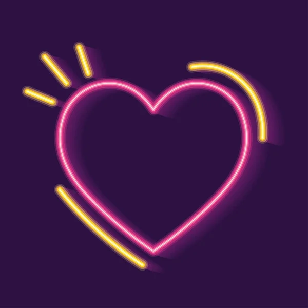 Heart Neon Light Label Icon — Stok Vektör